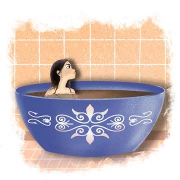 Girl in tea Stock-Illustration