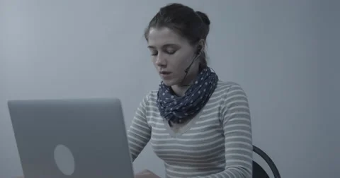 Girl from technical support. Without correction Stock Footage 63186184