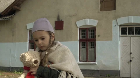 Girl with teddy bear. Stock Footage 141758716