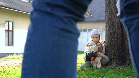 Girl with teddy. Stock Footage 141807957