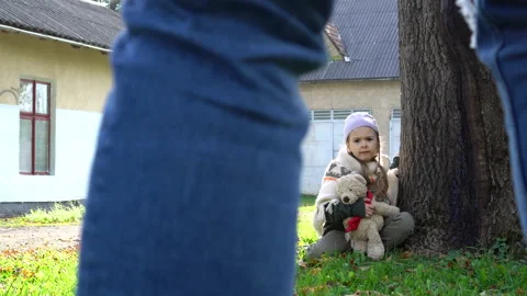 Girl with teddy. Stock Footage 141807962