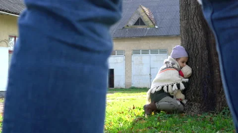 Girl with teddy. Stock Footage 141809183