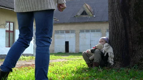 Girl with teddy. Stock Footage 141809533