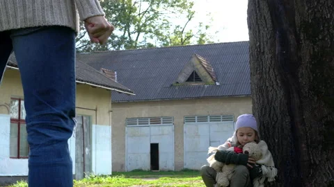 Girl with teddy. Stock Footage 141809648