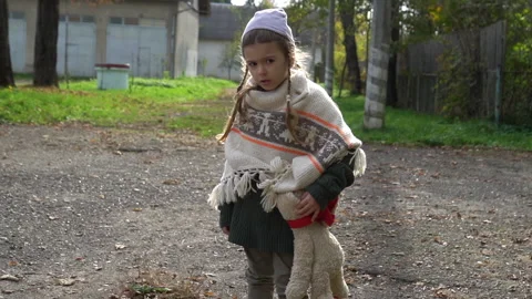 Girl with teddy. Stock Footage 141877896