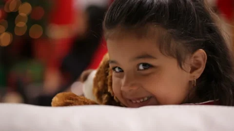 Girl with teddybear Stock-Footage 61670613
