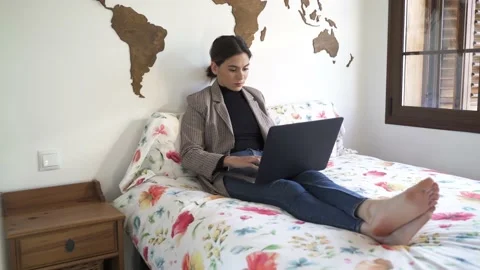 Girl teleworking Stock Footage 145292389