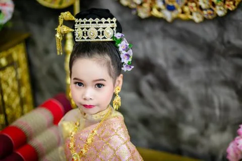 Girl with thai clothes Stock Photos