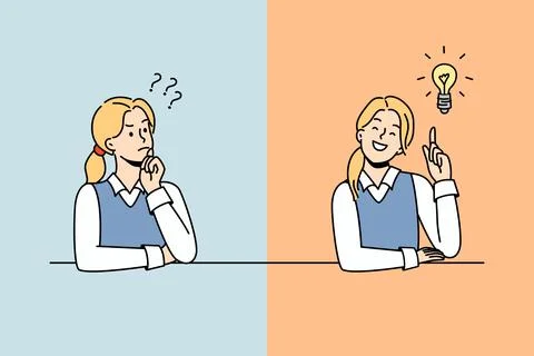 Girl thinking and finding solution Stockillustratie