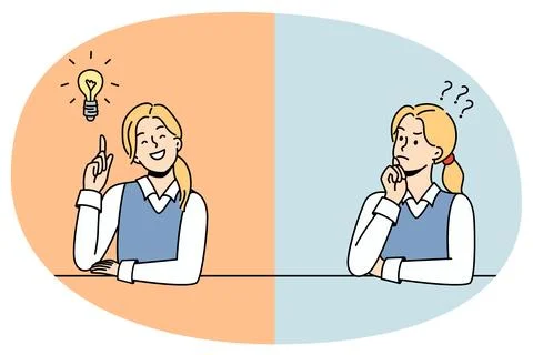 Girl thinking and finding solution イラスト素材