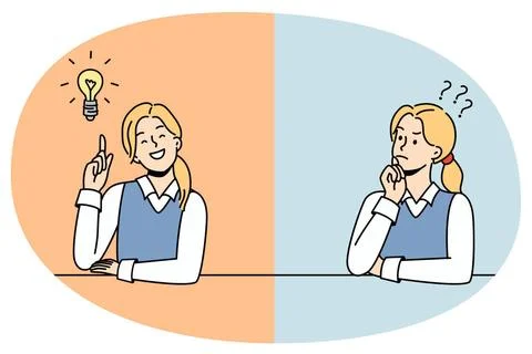 Girl thinking and finding solution Girl thinking and finding solution Copy... Stock Photos
