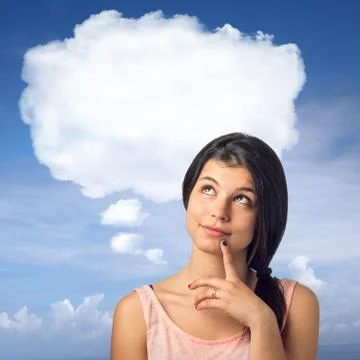 Girl thinking cloud Stock Photos