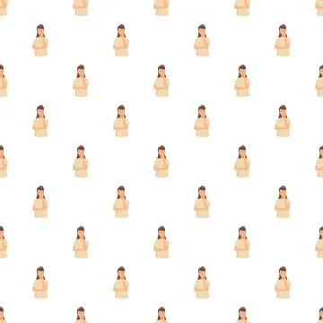 Girl thinking expressing doubt seamless pattern background Ilustración de archivo