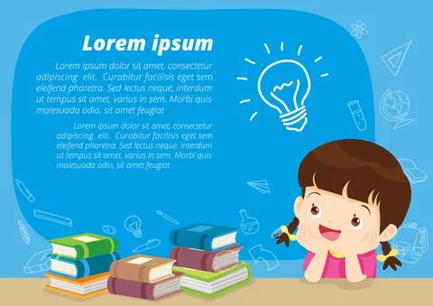 Girl thinking idea Stock Illustration