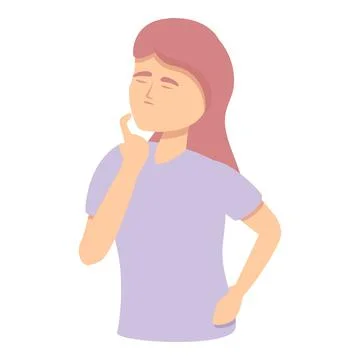 Girl thinking memory icon cartoon vector. Woman dementia Stock Illustration