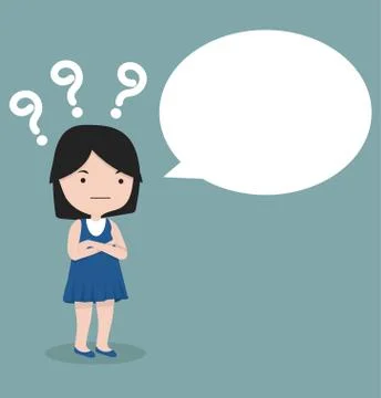 Girl Thinking with question mark 스톡 일러스트