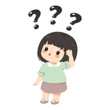 Girl Thinking with Question Marks イラスト素材