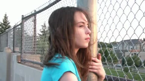 Girl Thinking While Looking at Sunset Video stock 12585252