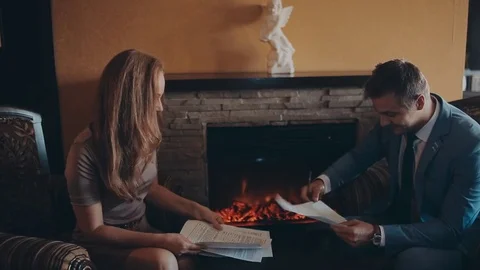 Girl throwing papers in the face of a man Stock-Footage 71120738