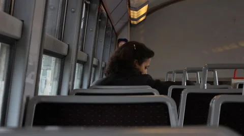 Girl on a train Stock Footage 4287512