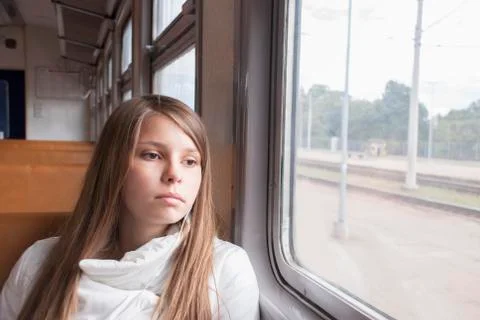 Girl on the train Stock Photos