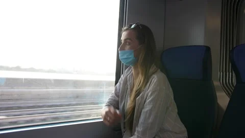 Girl on the train at the window Stock Footage 169707905
