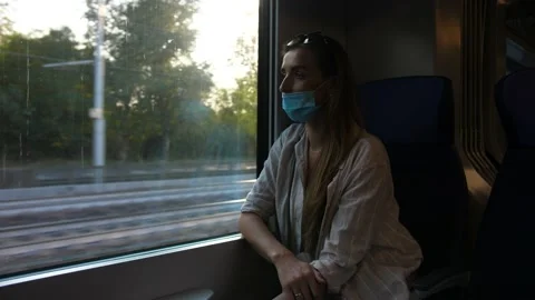Girl on the train at the window Stock Footage 169970828