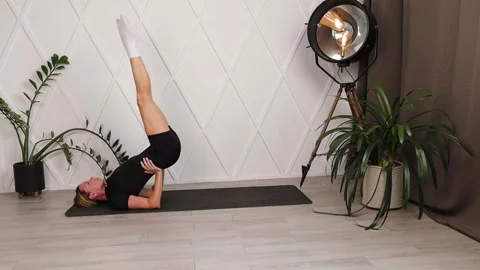 Girl training. Birch exercise Video stock 280159828