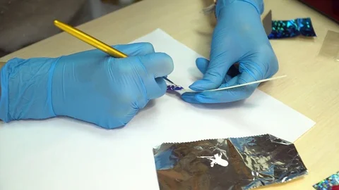 The girl is training to do manicure Stock Footage 83138110