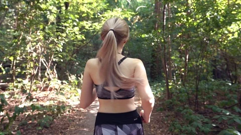 Girl Training In The Forest Stock Footage 127193451