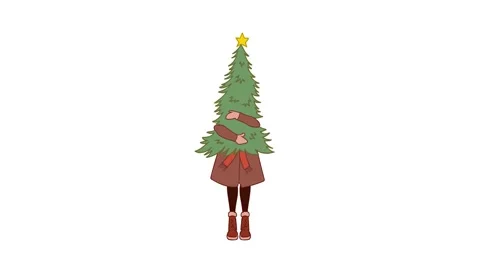 Girl with a tree 4K Stock Footage 221355693