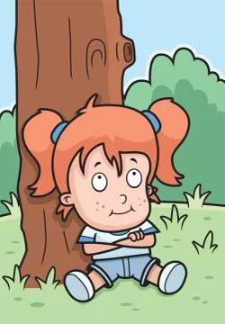 Girl Tree Stock Illustration