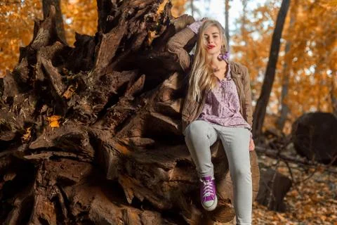 Girl on tree Stock Photos