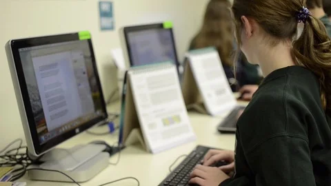 Girl Typing at Computer Stock Footage 94713232