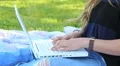 Girl Typing on Laptop Computer HD Footage