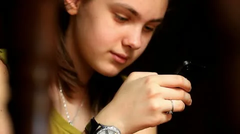 Girl typing on a mobile Stock Footage 11631271