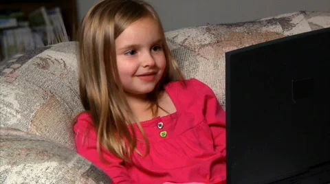 Girl Uses Laptop 1182 Stock Footage