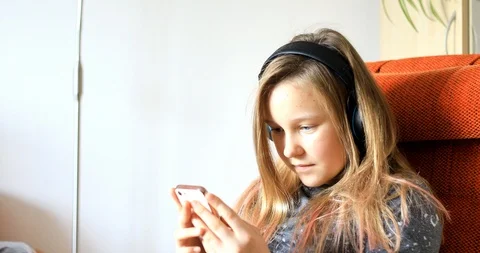 Girl uses modern technology. Stock Footage 119983439