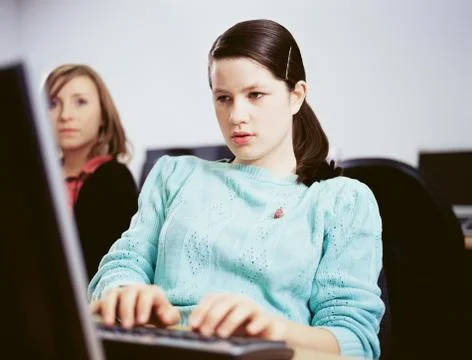 Girl using computer Stock Photos