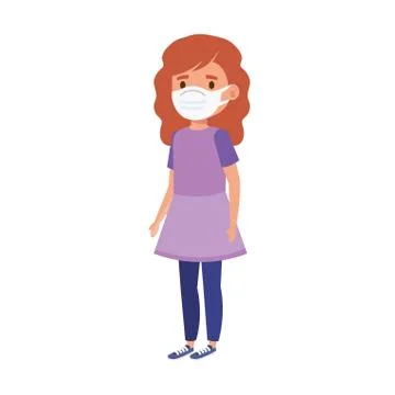 Girl using face mask isolated icon Ilustración de archivo
