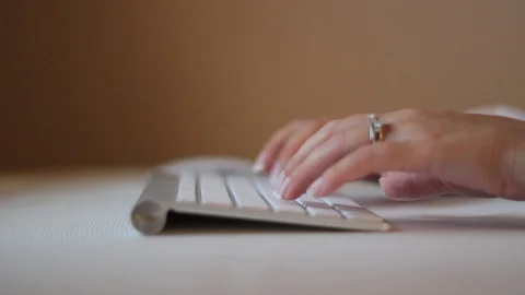 Girl using keyboard close up Stock Footage 94760288