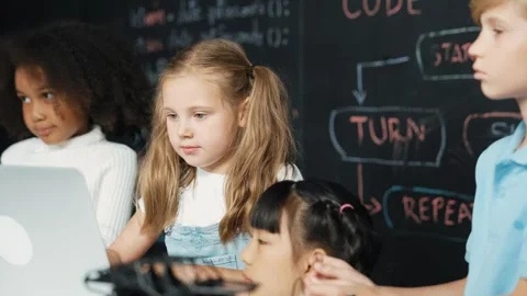 Girl using laptop programing engineering code and writing program. Erudition. Stock Footage 278932218