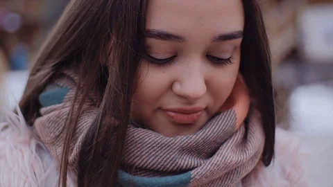 The girl is using the phone. Stock Footage 73912540