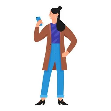 Girl using smartphone apps 스톡 일러스트