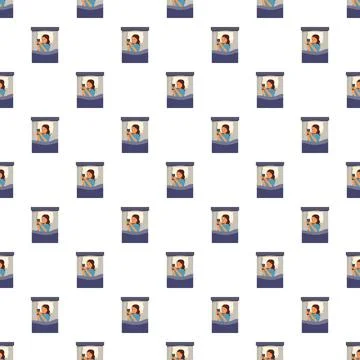 Girl using smartphone in bed causing insomnia pattern Illustrazione stock