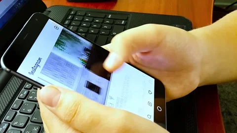 Girl using smartphone close up sliding screen, surfing internet, social media Stock Footage 164181645