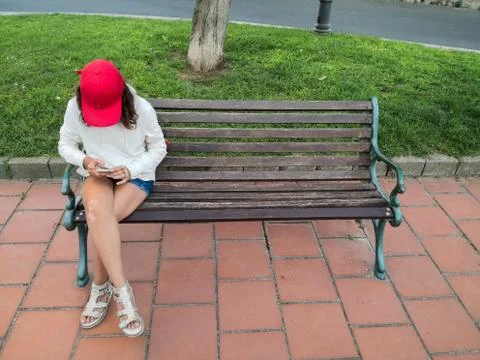 Girl using smartphone Stock Photos