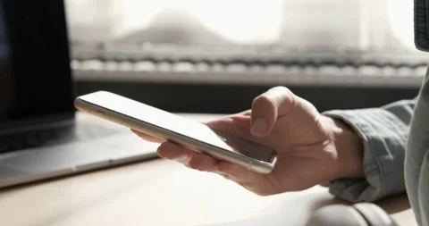 Girl using smartphone typing text message on touch display Stock Footage 133490808
