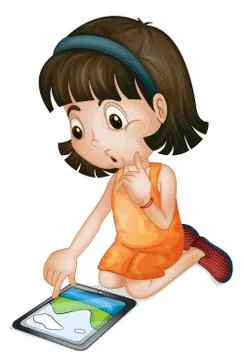 Girl using tablet computer 스톡 일러스트