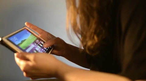 Girl Using Tablet Stock Footage 50882584
